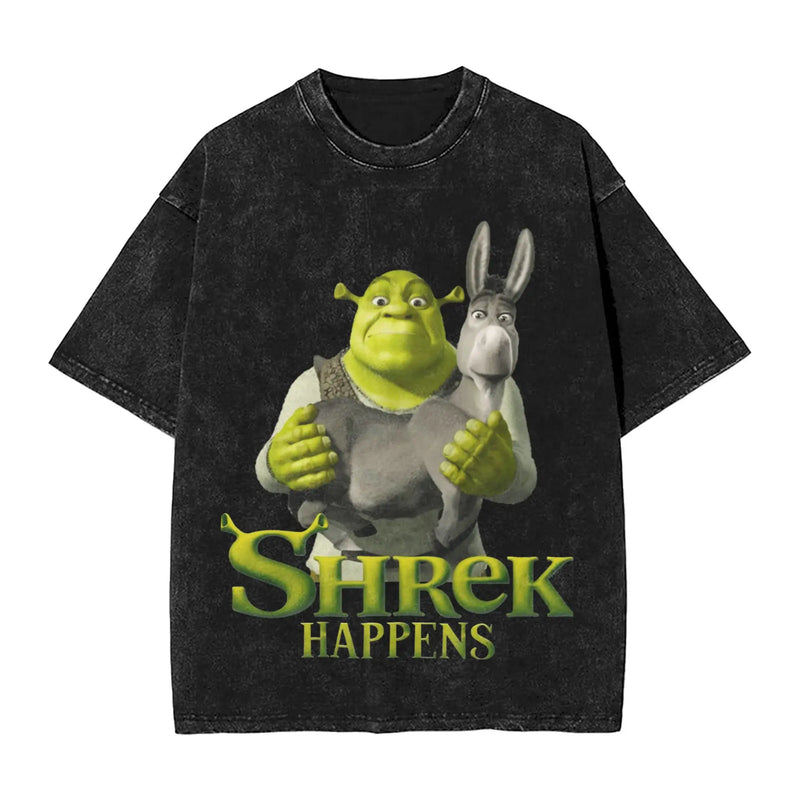 Swamped Shrek T Shirt Summer  Aesthetic T-Shirts Casual Trendy Cool Tshirt For Couple Short-Sleeved Design Top Tees