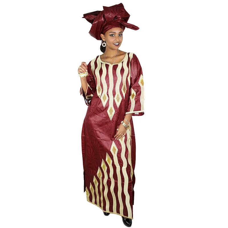 Traje africano para mulheres Abaya bordado plus size elegante festa vestido de igreja