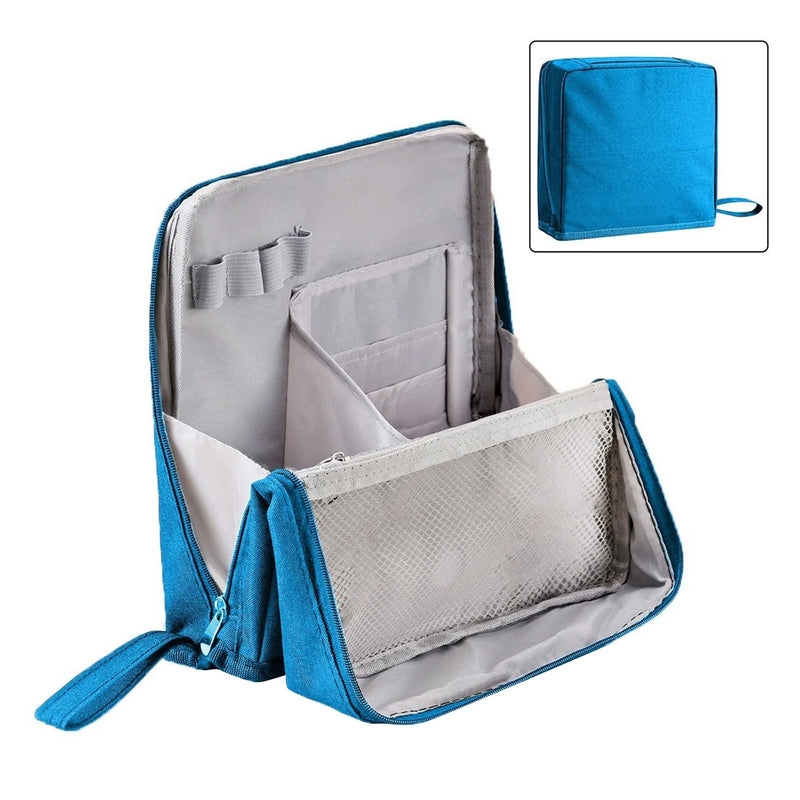 Portable Vertical Cosmetic Bag Double Opening Large Capacity Storage Bag Multi-Purpose Oxford Makeup Pouch with Compartments