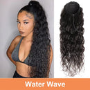 100% cabelo humano cordão rabo de cavalo extensão onda de água clipe de rabo de cavalo em extensões de rabo de cavalo