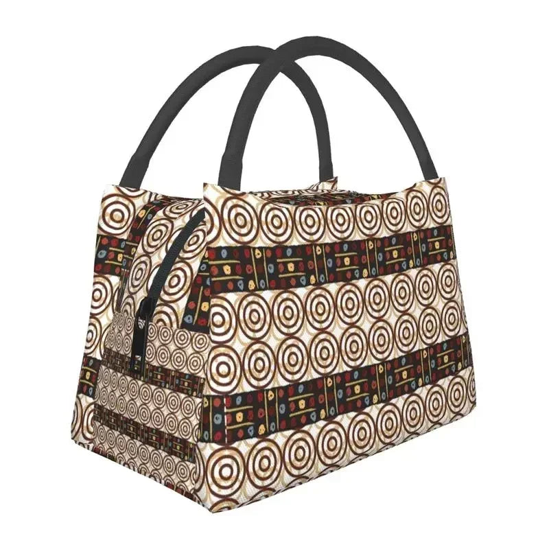 African Ethnic Tribal Pattern Insulated Lunch Bags for Women Africa Ankara Print Cooler Thermal Bento Box Office Picnic Travel