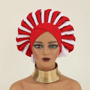 Handmade Africano Auto Gele Headties, Tampas de Turbante Feminino, Envoltório de Cabeça das Mulheres, Aso Oke, Chapéus de Casamento Nigeriano Tradicional, Ready to Wear