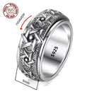 Preço de fábrica s925 prata esterlina grande parede padrão girador anel masculino feminino prata real dupla camada rotativa anéis jóias