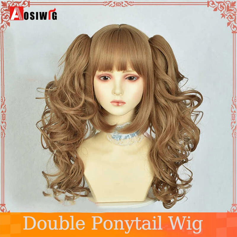 33Inch Synthetic Big wave long curly hair Milk Tea Green Lolita Wigs For Women Cosplay Wig With Bangs Halloween Daily Cosplay Us