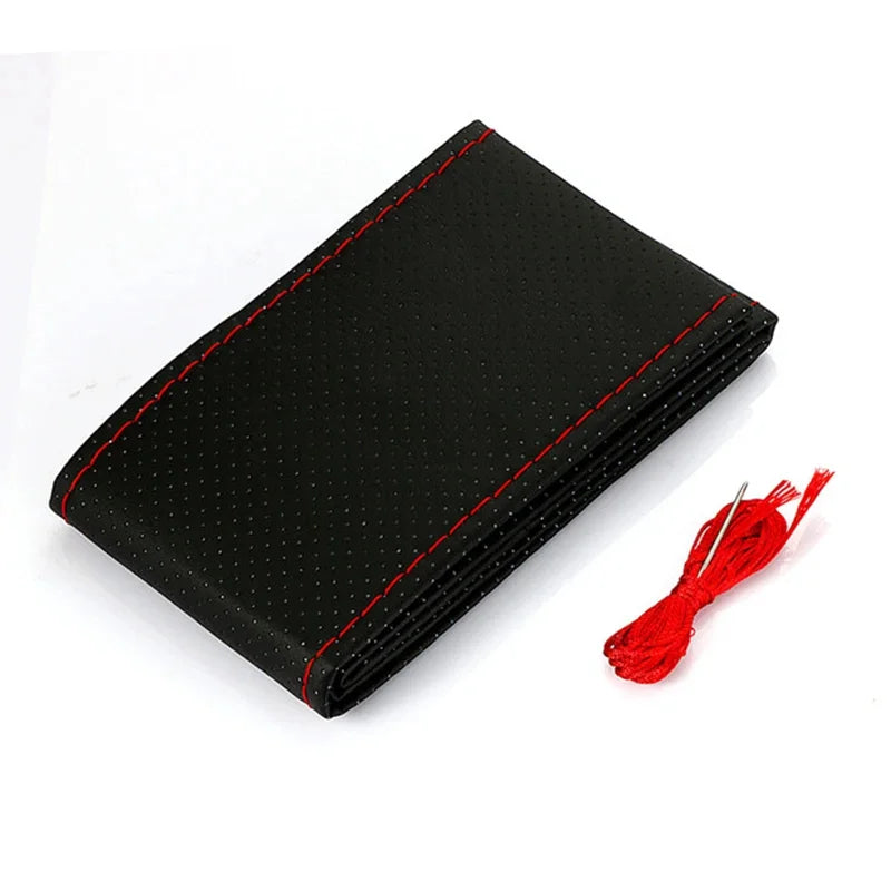 Car Steering Wheel Cover Needles And Braid Thread Artificial Leather Car Covers Suite 2 Color DIY Texture Soft Auto Accessories