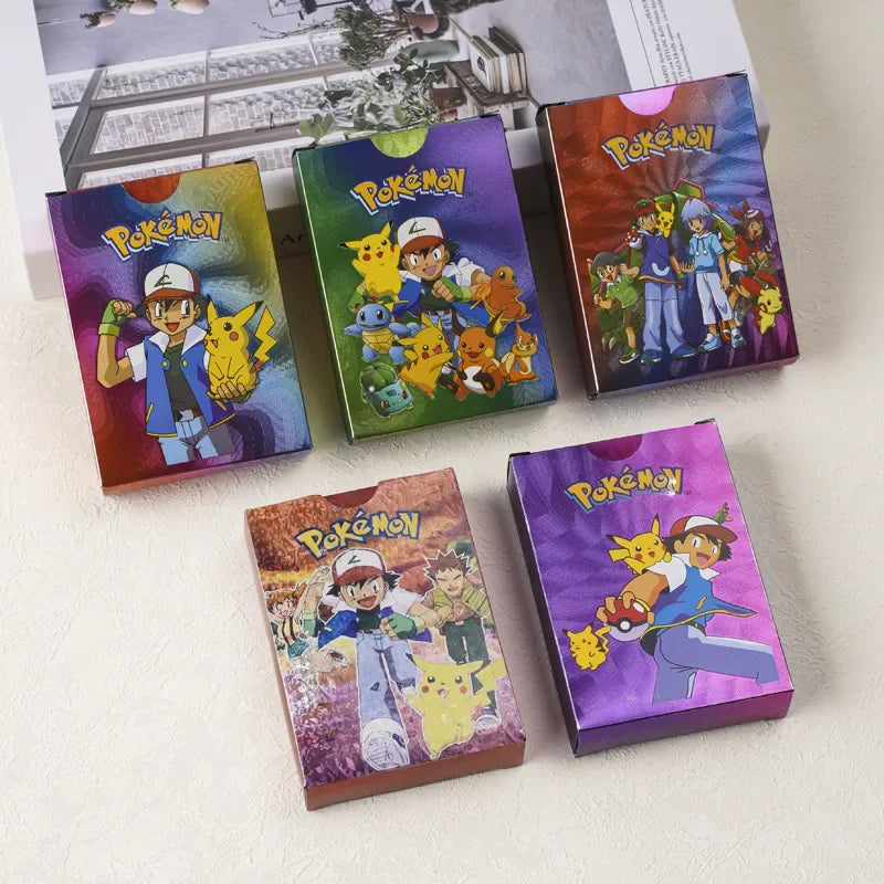 55PCS Pokemon Gold Foil Colorful Card Charizard Pikachu Arceus Silver Rainbow English VSTAR VMAX Card Gift