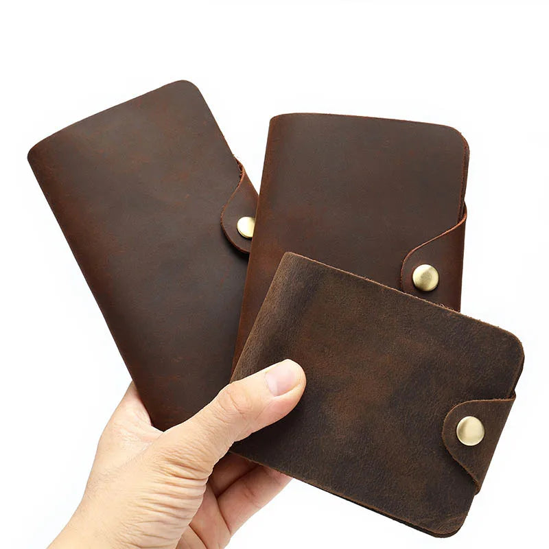 Luufan Crazy horse leather Men Long Wallet Genuine Leather Women Credit Card Holder Short Purse Hasp Business Male Clutch Wallet
