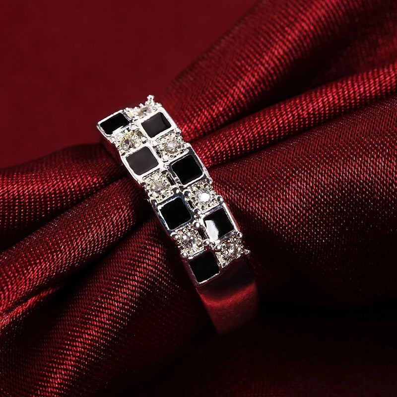 Charm 925 Sterling Silver Zircon Black 7-10