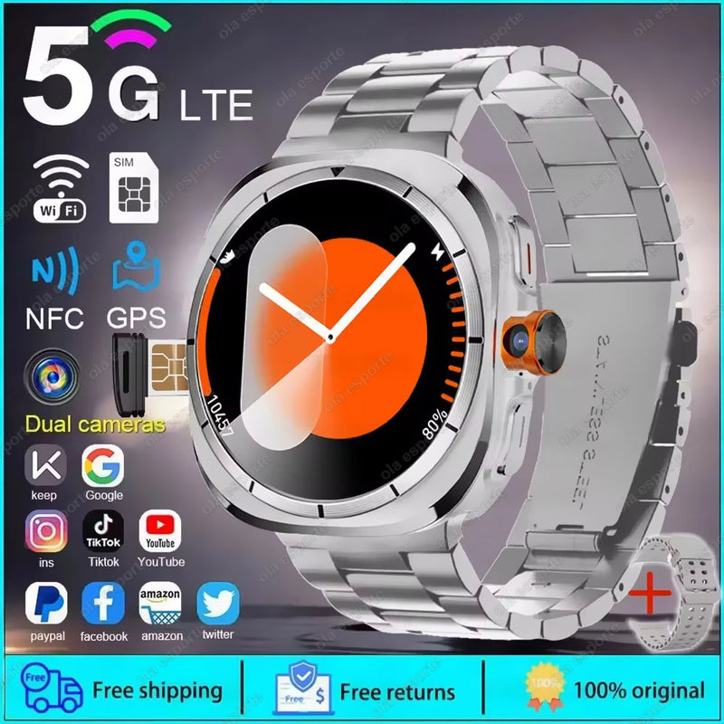 2025 novo relógio inteligente 4g/5g sim completo netcom wifi nfc gps 32gb relógios para homem 32gb de armazenamento câmera hd smartwatch para ios/android