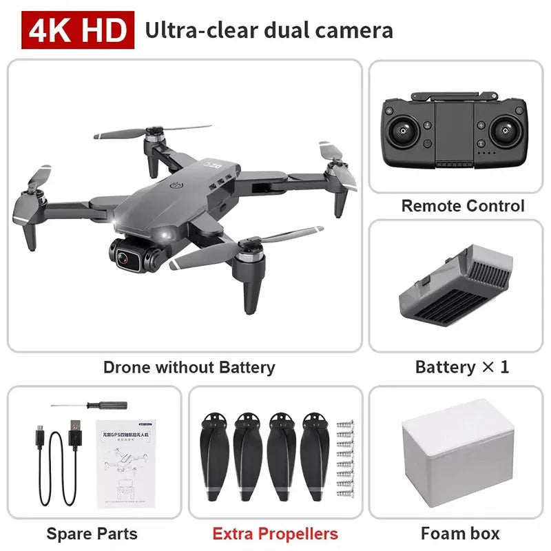 Drone l900 pro 4k profissional 5g gps hd câmera dupla fotografia sem escova dobrável quadcopter rc distância 1.2km drones brinquedos