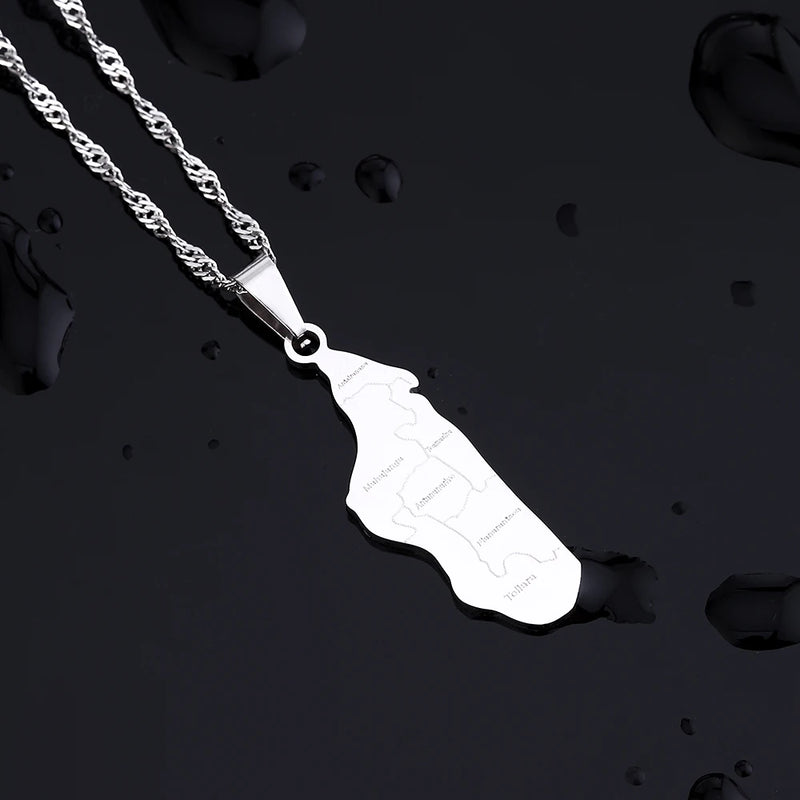 Fashion Madagascar Map City Pendant Necklace Stainless Steel African Men Women Ethnic Map Jewelry Gift