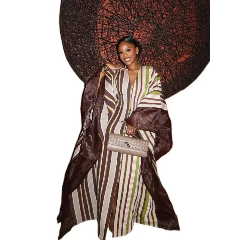 Dashiki African Dresses for Women Summer Fashion African V-neck Long Sleeve Plus Size Long Maxi Dress Kaftan Abaya Dress Outfits