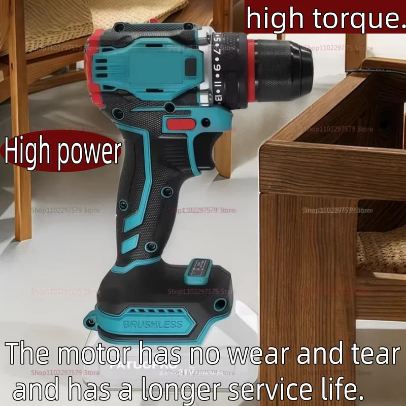 Furadeira elétrica sem fio e chave de fenda, ferramenta elétrica de impacto de 2 velocidades para casa, faça você mesmo e profissional com uso sem bateria 21v