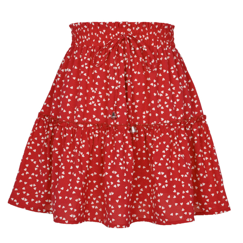 Women Floral Print A-Line Skirt Summer Lady High Elastic Wiast Little Daisy Vestidos LDY-WW4648