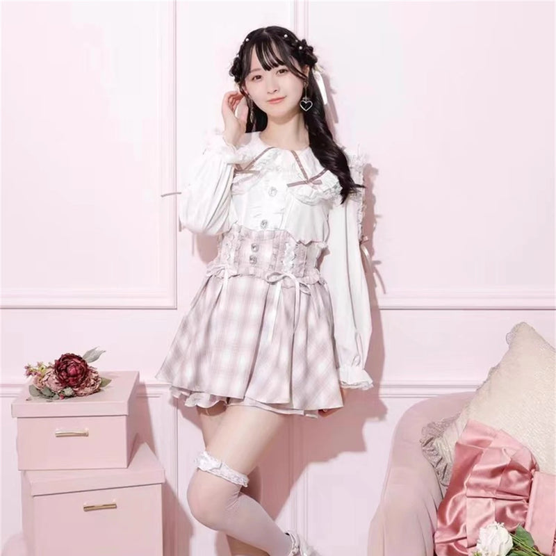 Noemi Sweet Lace Trim Long Sve irt New Arrival ELAKE Brand Polyester Fiber Straight Cut Lightweight Daily Wear for Girls
