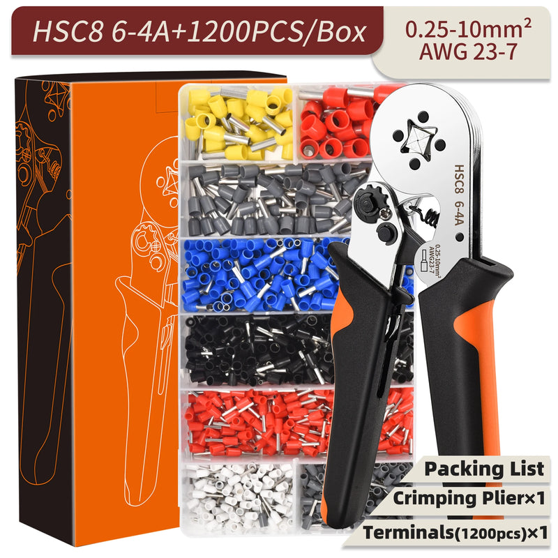 Alicate de friso terminal tubular hsc8 6-4a/16-6 (máx. 0.08-16mm2) fio crimper mini virola crimper ferramentas kit elétrico doméstico
