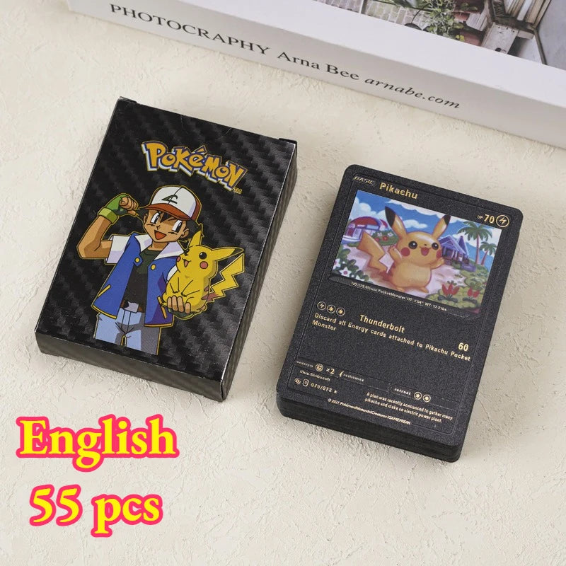 55PCS Pokemon Gold Foil Colorful Card Charizard Pikachu Arceus Silver Rainbow English VSTAR VMAX Card Gift