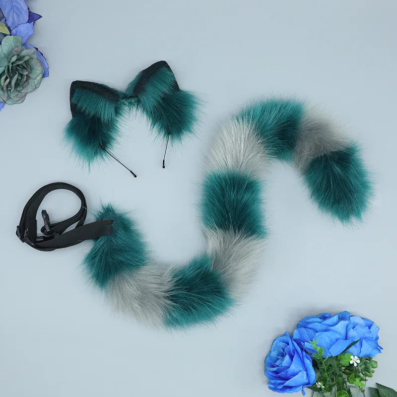 Cheshire gato cosplay adereços animal orelha cauda bandana halloween carnaval clube pub masquerade festa trajes feminino headwear