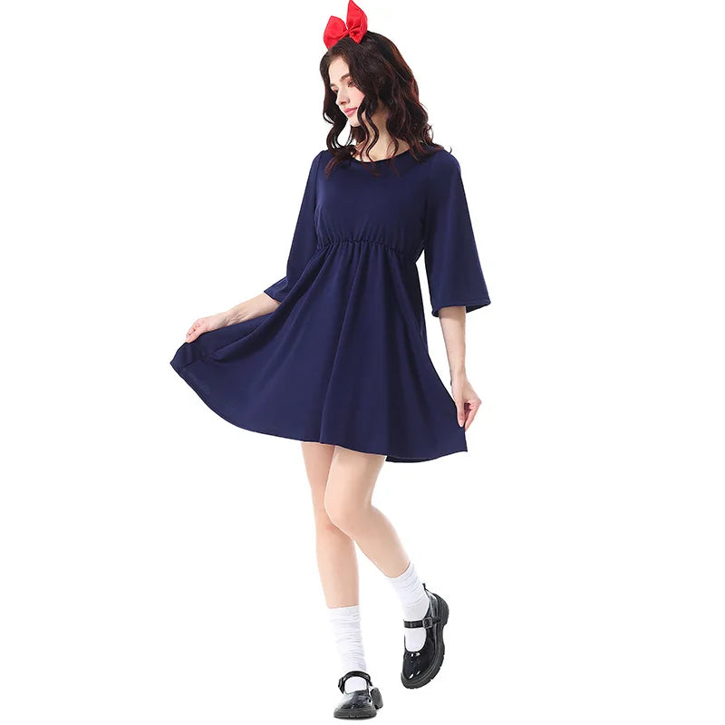 Japanese Anime Cosplay Kiki Costumes Witch Dress for Women Hayao Miyazaki Kiki Costumes Halloween Party Role Playing Fancy Dress