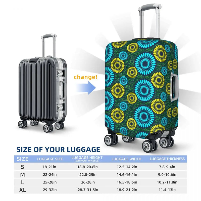 Funny Africa Ankara Geometric Art Luggage Cover Protector Elastic Travel Suitcase Covers