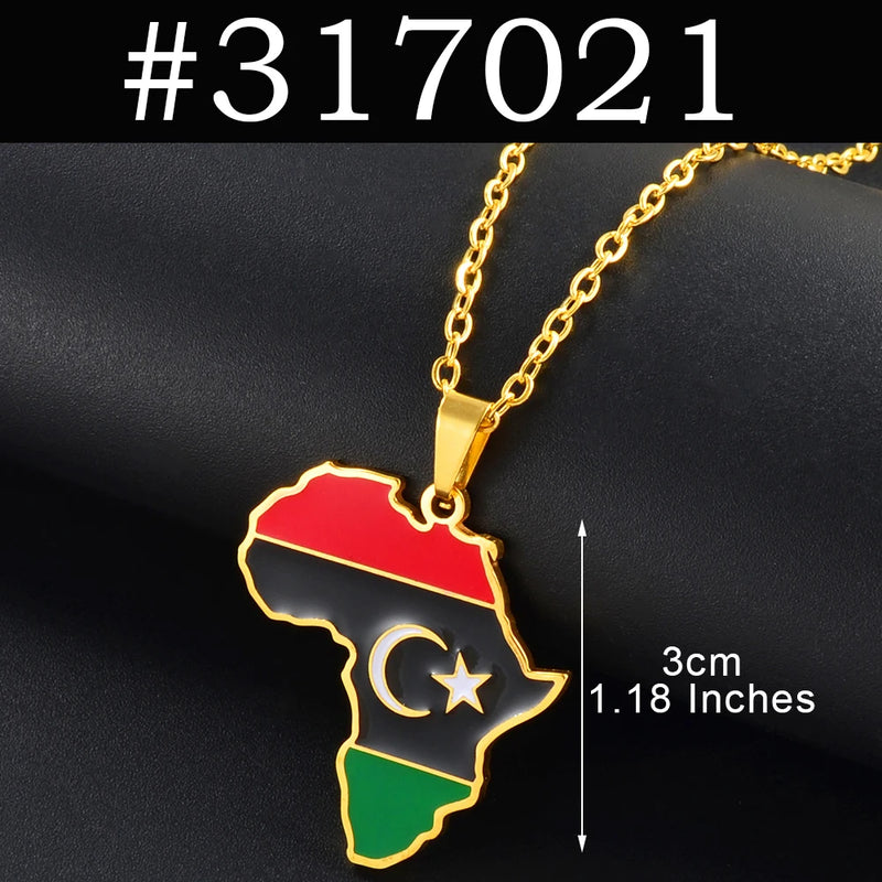 Anniyo 3CM Hip-hop Africa Map Pendant Necklaces Stainless Steel Algeria Morocco Egypt Tunisia Libay Jewelry