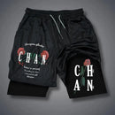 2025 calças de praia de verão masculinas tendência esportes anime impresso casual shorts duplos