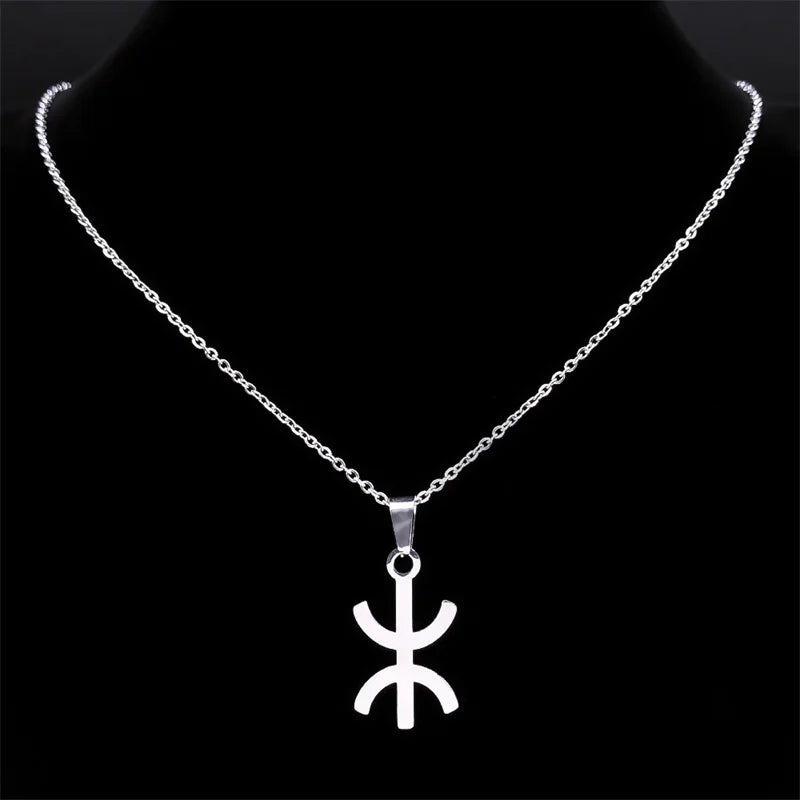 Africa Berbers Symbol Pendant Necklace Stainless Steel Gold Color Amazigh ⵣ Letter Ethnic Amulet Style Chain Necklaces Jewelry