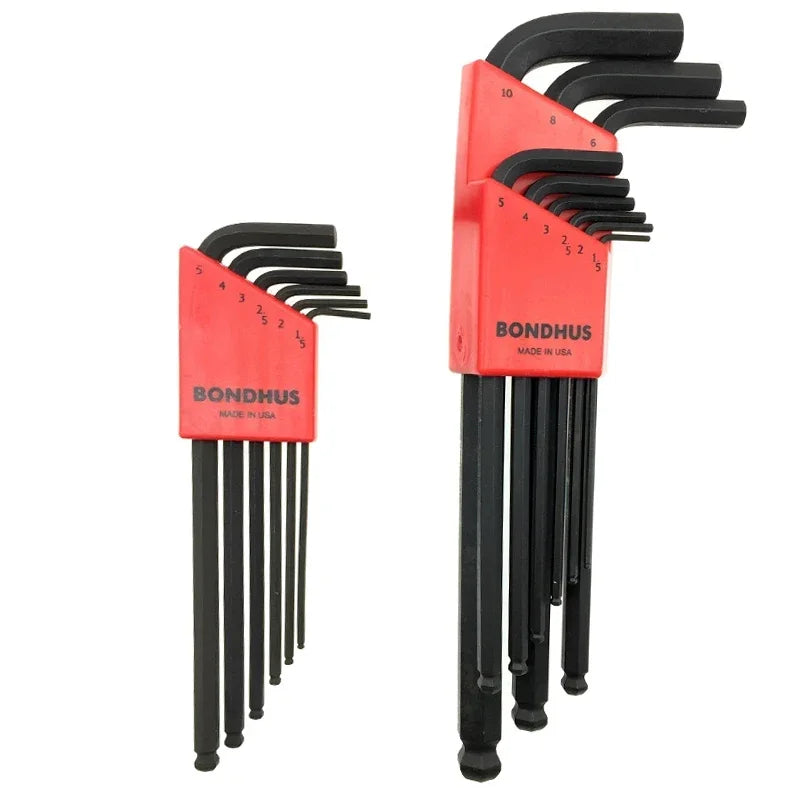 Conjunto de chave allen métrica BONDHUS, chave esférica em L, conjunto de chave sextavada estendida, ferramenta de reparo 10946/10992/10995/10999