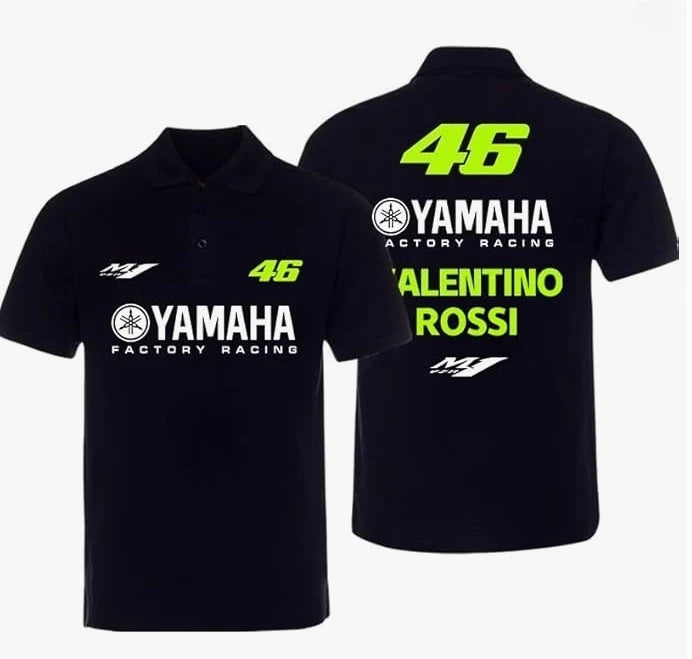 Petronas Yamaha Factory Racing Men's Black Cotton Polo Shirt Sepang Racing Team Summer Sponsor Style