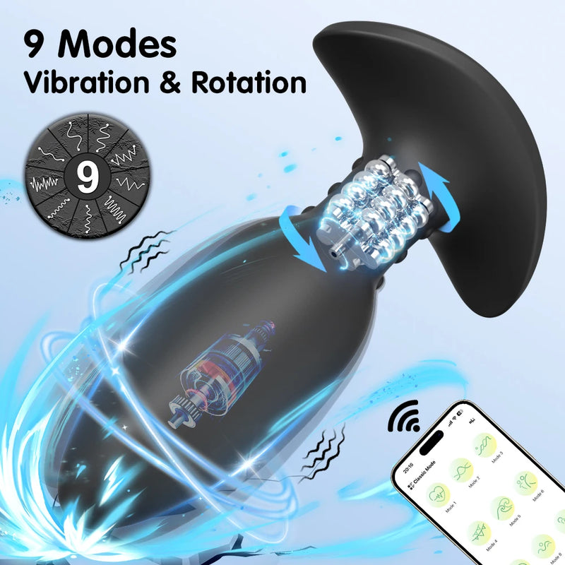 APP Anal Plug Butt Plug Brinquedos Sexuais para Homens Wiggle Massageador de Próstata 360 °   Brinquedo sexual vibrador anal vibratório de rotação para mulheres masculinas