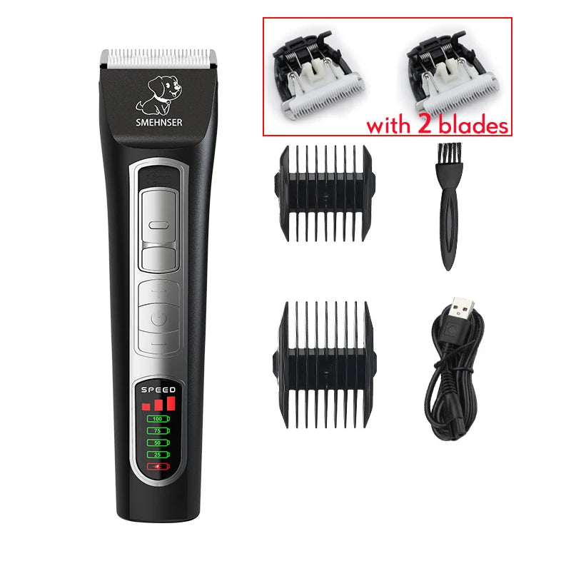 Profissional High Power Dog Hair Cutter, Low Noise Pet Trimmer, Grooming Clippers com guarda pentes para animais