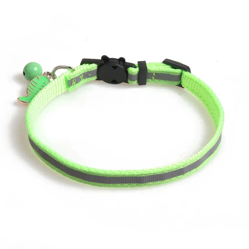 Pet Collar Colorful Reflective Cats Dog Collars with Bell Adjustable Pet Collar for Small Dogs Collars with Bells Pet Supplies