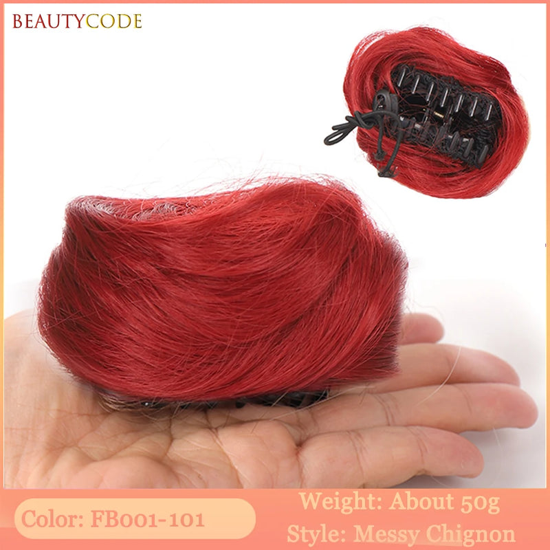 BEAUTYCODE Synthetic Clip-on Hair Bun Elastic Band Hair Messy Chignon Extension Scrunchie Hairpiece For Women and Kids