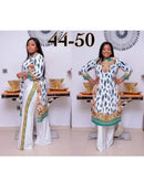 Terno africano dashiki para senhora, vestido e calças, conjunto de roupas de duas peças, sexy e elegante, nova moda, 2024