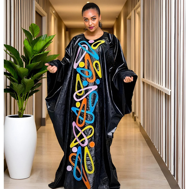 Traje africano para mulheres Abaya bordado plus size elegante festa vestido de igreja