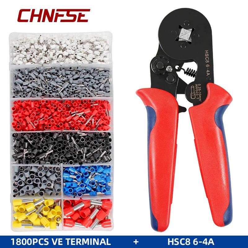 Ferramentas de crimpagem terminais tubulares, mini-Alicadores elétricos, conjuntos de braçadeiras, HSC8, 6-4, 6-6, 0,25-10 mm², 23-7AWG, 6-6, 0,25-6 mm²