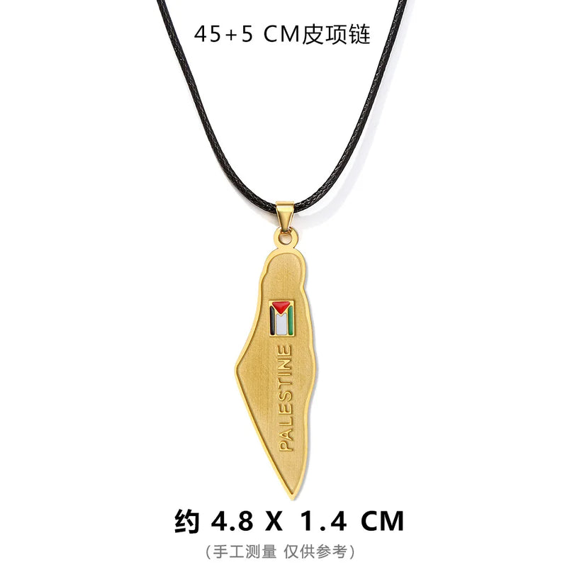 Meetvii Ethnic Free Arabic Fist Map Drop Glue Pendant Necklaces Personalized African Symbol Rope Chain Neck Jewelry Women Men