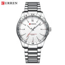 Curren 8452 prata branco presente quartzo homem de negócios relógio de pulso masculino relógio de quartzo simples luxo militar do exército à prova dwaterproof água relógio masculino