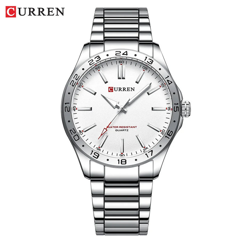 Curren 8452 prata branco presente quartzo homem de negócios relógio de pulso masculino relógio de quartzo simples luxo militar do exército à prova dwaterproof água relógio masculino