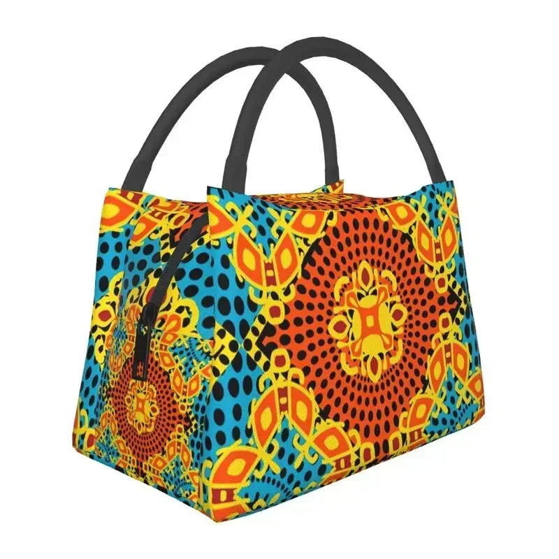 African Ethnic Tribal Pattern Insulated Lunch Bags for Women Africa Ankara Print Cooler Thermal Bento Box Office Picnic Travel