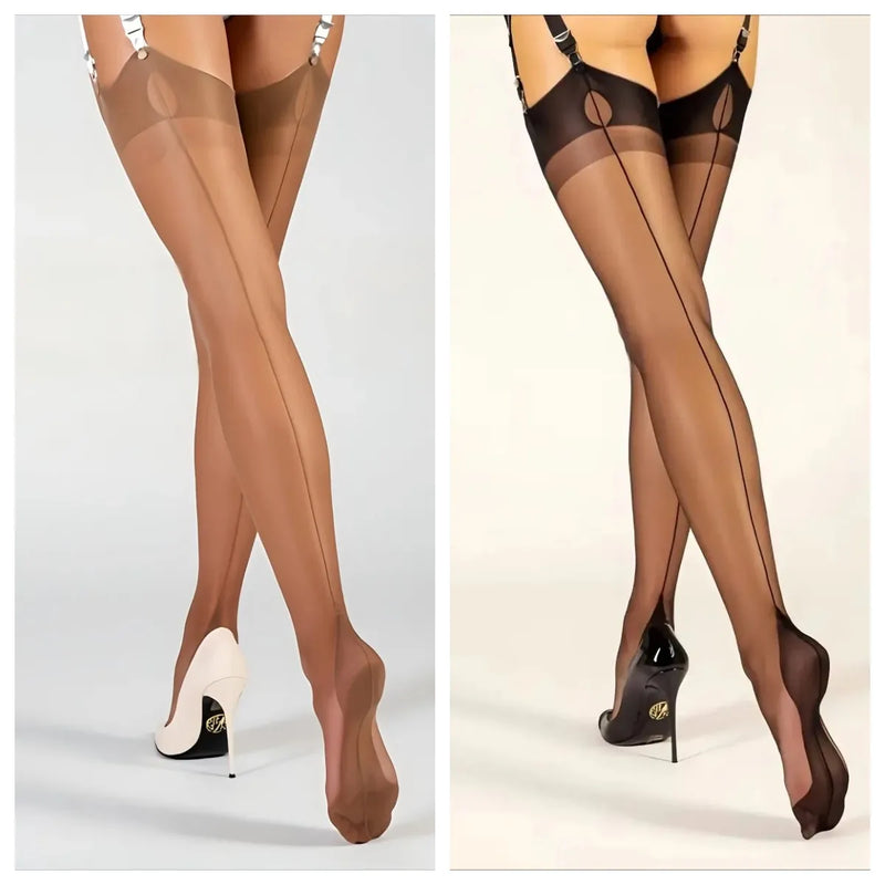 Women's Ultra-thin Retro Nylon Suspender Stockings, Elegant And Sexy Formal Business 8 Denier