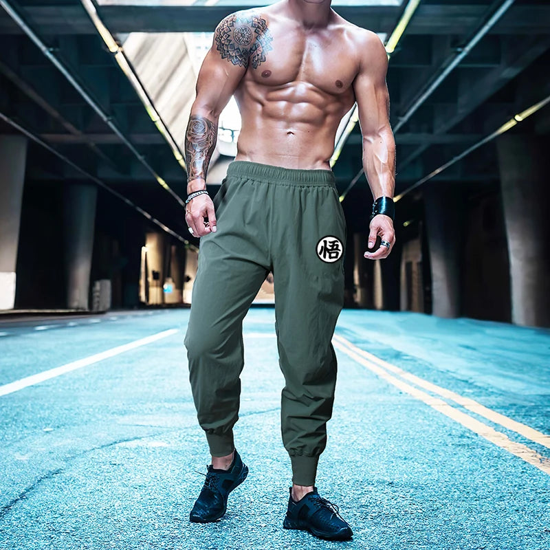Gym Bodybuilding Fitness Trousers Mens Breathable Casual Training Pants Summer Thin Loose Quick-dry Cuffed Running Sweatpants