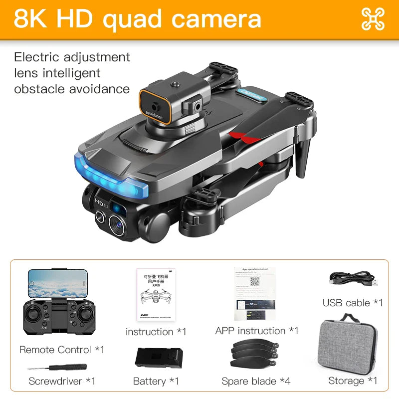 P15 Professional 8K GPS Dual Camera Drone, 5G Evitar Obstáculos, Posicionamento de Fluxo Óptico, RC atualizado, 10000m, Novo
