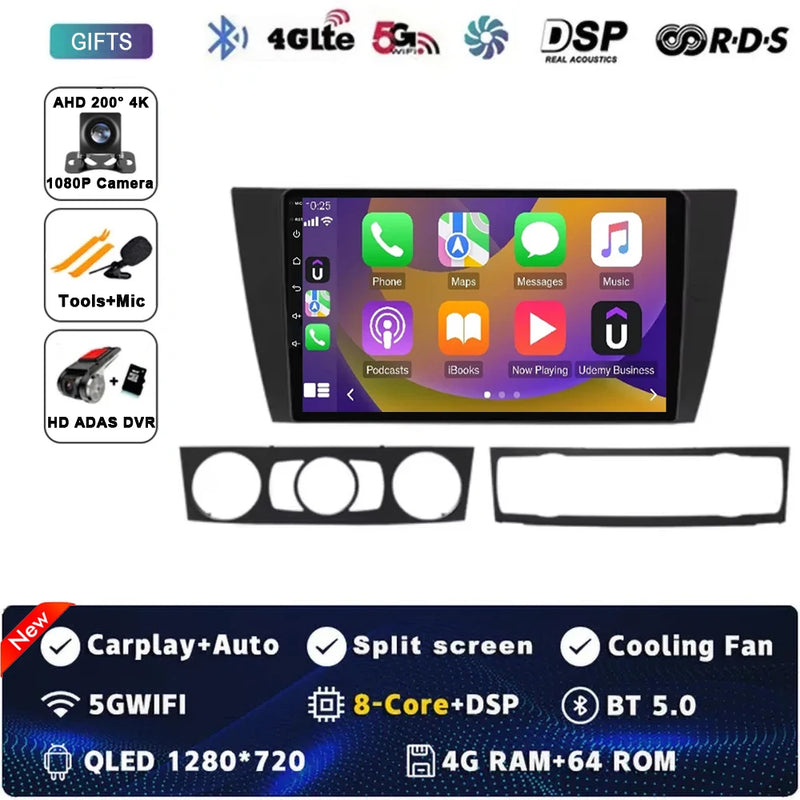 9" Car Radio Wireless CarPlay Android 15 For BMW 3-Series E90 E91 E92 E93 2005 - 2013 Auto Car Intelligent Systems AutoRadio