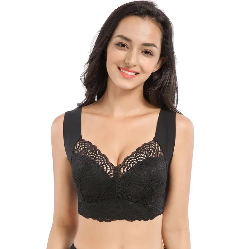 Plus Size TikTokshoplace Wireless Sports Bra Sleep Gathered Extra Large Bra Cup Cross Border Shopping Lace Seamless Push Up Bra