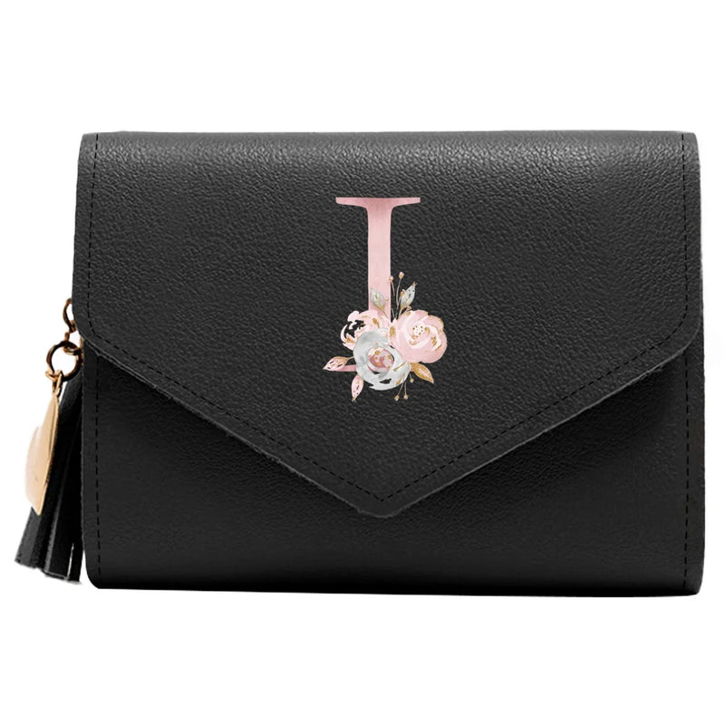 Purse Female Mini Wallet Cute Purse Pink Flower Pattern Slim Wallet RFID Blocking Credit Card Holder Coin Pocket ID Window