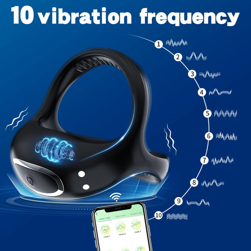 Anel peniano vibrador com controle por aplicativo, anel peniano para retardar a ejaculação, brinquedos sexuais, bloqueio penisring, adulto, masculino, suprimentos sexuais 18 +