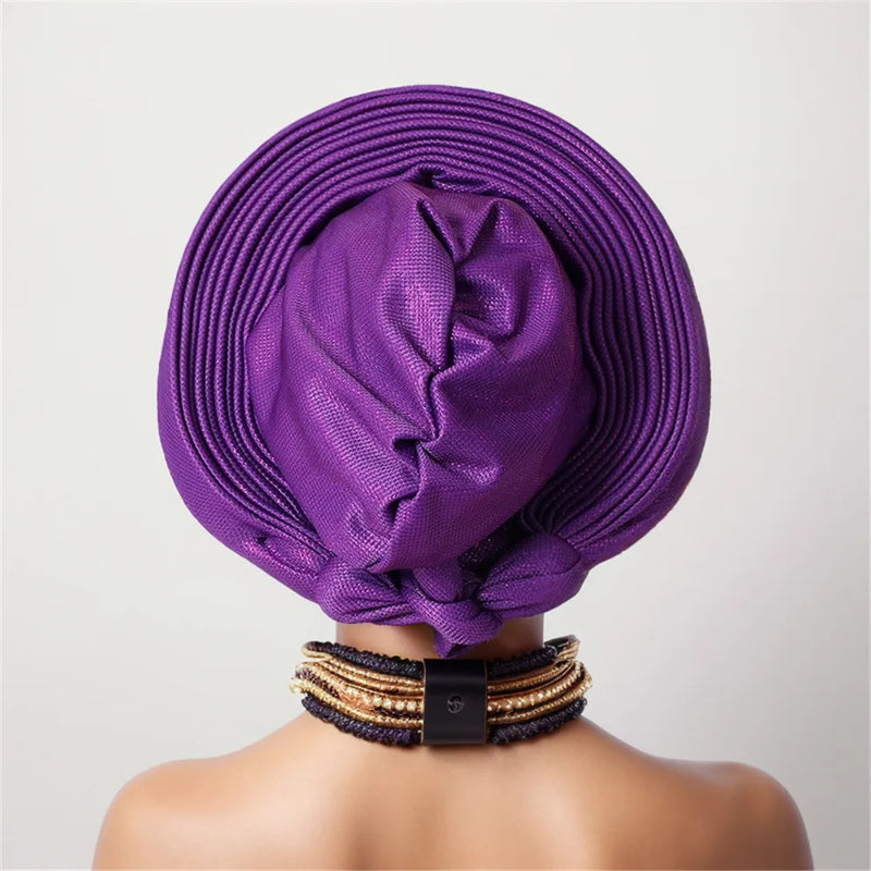 Nigeria Head Ties Wedding Party Headgear Elegant African Headtie Turban Already Made Women's Auto Gele Female Head Wraps