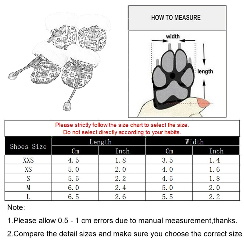 Winter Dog Shoes Small Medium Large Dogs Reflective Puppy Snow Boots Warm Soft Adjustable Pet Footwear Chihuahua Pug Supplies