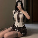 Estudante cosplay trajes feminino lingerie sexy uniforme estudante plissado mini saia impertinente nightwear roleplay sleepwear